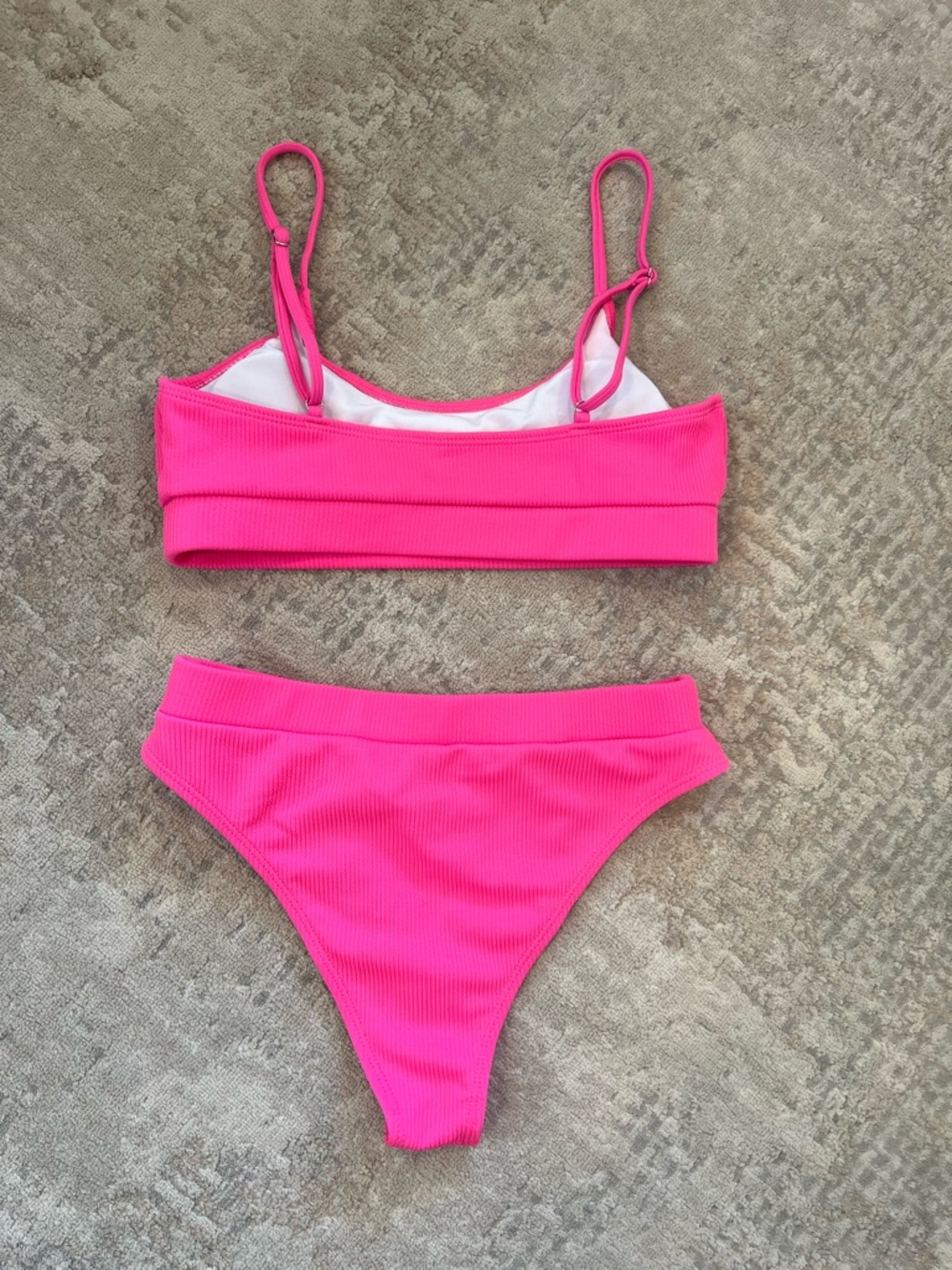 Hot Pink Ribbed Bikini Set - Picture 2 of 2